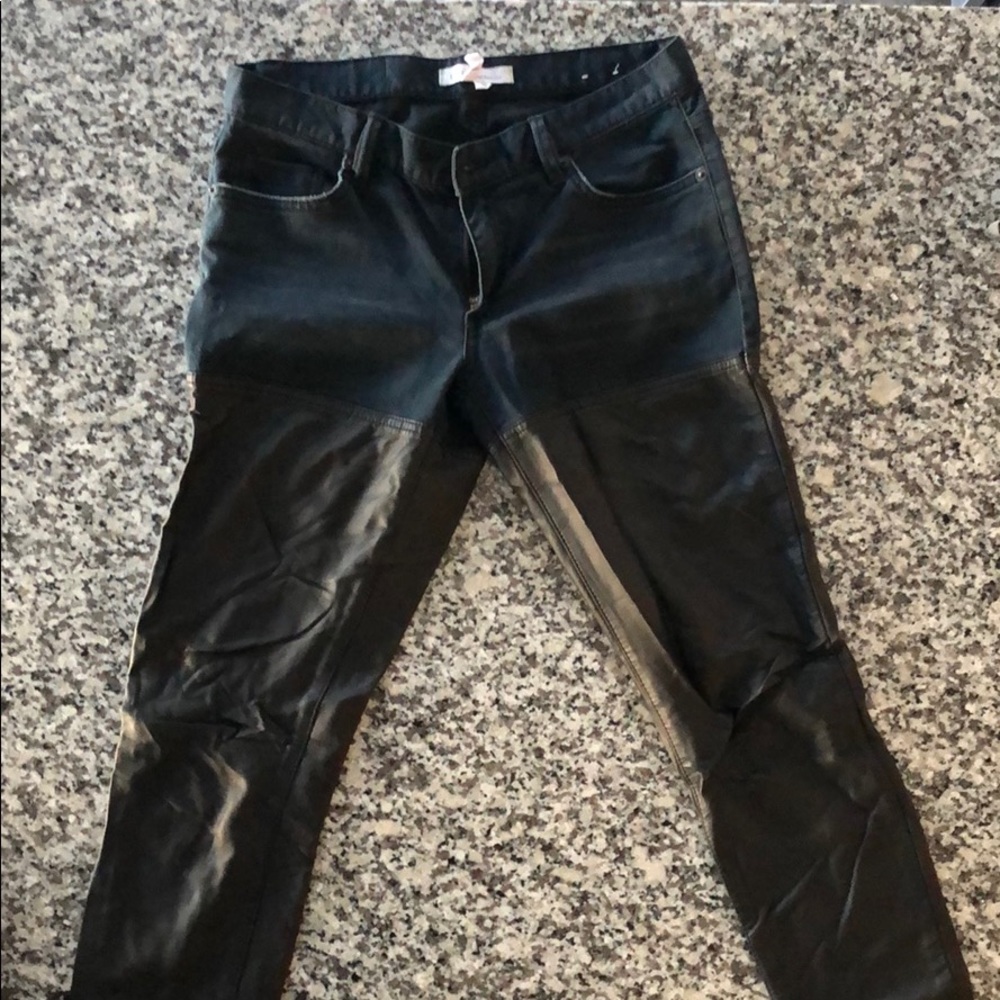 BCBGeneration half denim half leather pants